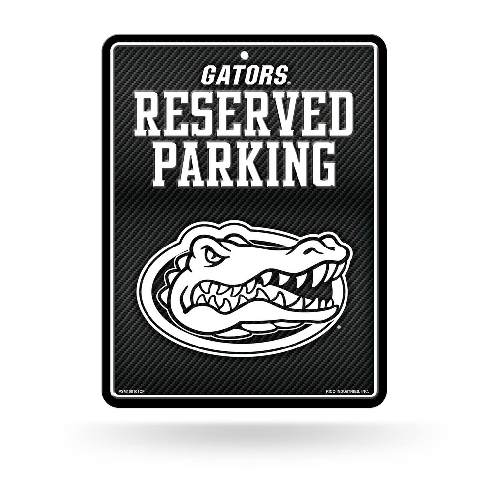Rico Industries NCAA Florida Gators Carbon Fiber 8.5" x 11" Carbon Fiber Metal Parking Sign - Great for Man Cave, Bed Room, Office, Home Dcor