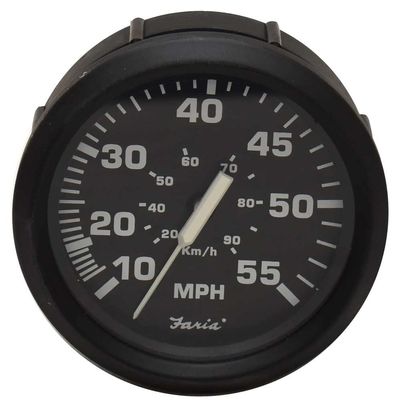 Faria Boat Speedometer Gauge SE9463K | Euro Black 55 MPH 3 1/4 Inch