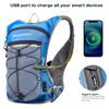 Timo Sports Light Hydration Pack with 2L Water Bladder/Hydration Reservoir, Outdoor Daypack for Cycling, Hiking, Running, Climbing, Hunting (Blue with USB) view 3