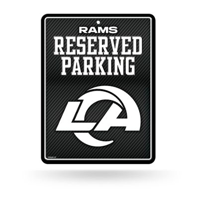 Rico Industries NFL Football Los Angeles Rams Carbon Fiber 8.5" x 11" Carbon Fiber Metal Parking Sign - Great for Man Cave, Bed Room, Office, Home Dcor