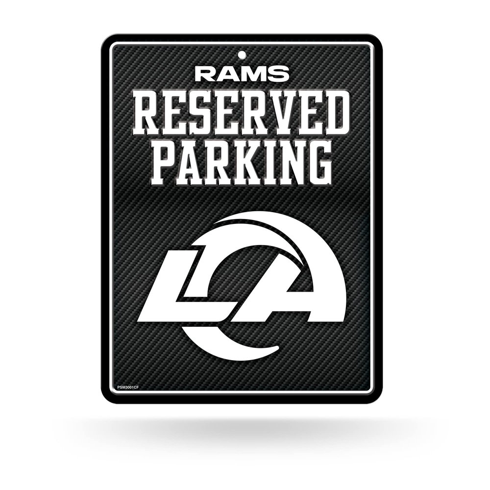 Rico Industries NFL Football Los Angeles Rams Carbon Fiber 8.5" x 11" Carbon Fiber Metal Parking Sign - Great for Man Cave, Bed Room, Office, Home Dcor