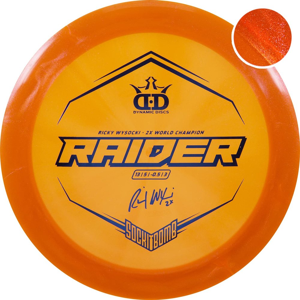 DD DYNAMIC DISCS Dynamic Discs Ricky Wysocki Disc Series | 2X World Champion Signature Stamped Sockibomb Golf Discs (Lucid Ice Glimmer Raider)