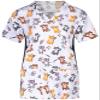 Minty Mint Women's Stretch Printed V-Neck Medical Scrub Top Gray Animal L view 1