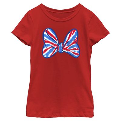 Disney girls Disney Minnie Mouse Americana Bow Short Sleeve Tee T Shirt, Red, X-Small US