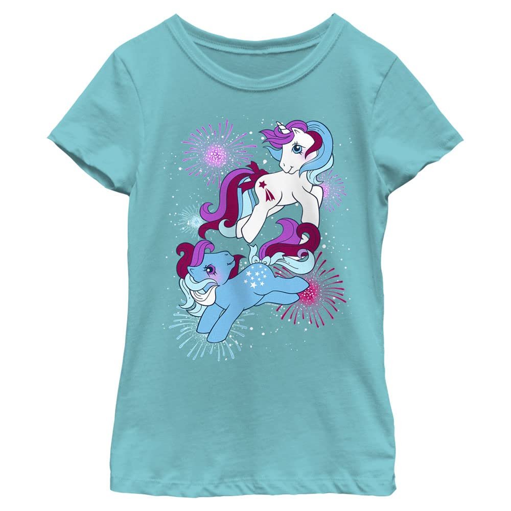 Hasbro Girls Classic My Little Pony Pony Independence Short Sleeve Tee T Shirt, Tahiti Blue, Medium US