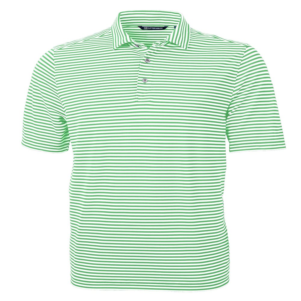 Cutter & Buck Virtue Eco Pique Stripe Recycled Mens Polo, X-Large, Kelly Green