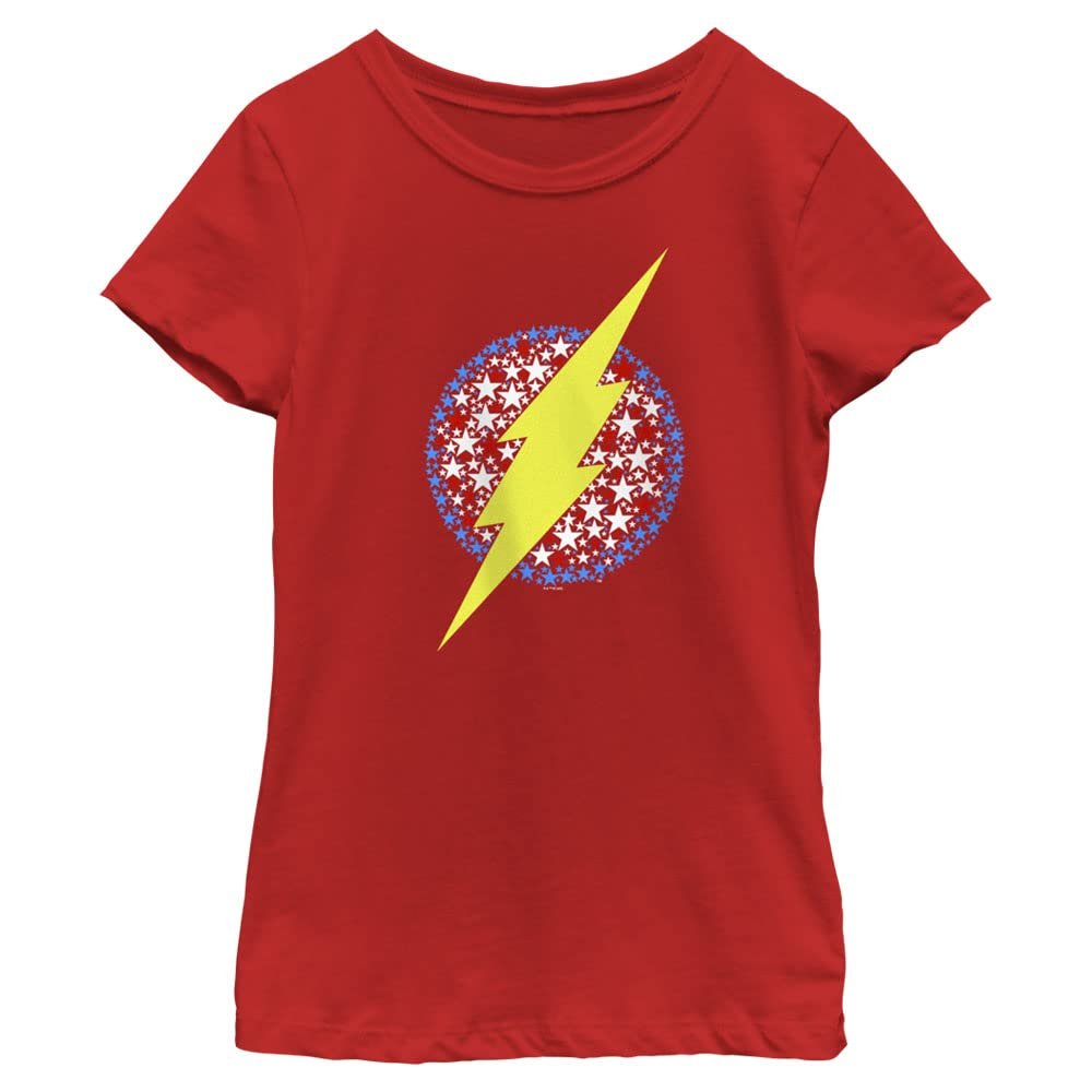 DC Comics Flash Star Logo Lab Girls Short Sleeve Tee Shirt, Red, X-Small
