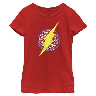 DC Comics Flash Star Logo Lab Girls Short Sleeve Tee Shirt, Red, Small