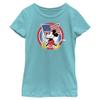 Disney Classic Mickey Flag Circle Badge Girls Short Sleeve Tee Shirt, Tahiti Blue, Large view 1