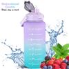 Mint Berry Half Gallon Water Bottle With Time Marker - 64 oz With Straw - Big Large Bottle (Purple Mint Blue Gradient) view 3