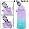 Mint Berry Half Gallon Water Bottle With Time Marker - 64 oz With Straw - Big Large Bottle (Purple Mint Blue Gradient) view 4