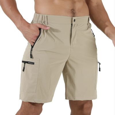 Suwangi Mens Hiking Cargo Shorts Quick-Dry Outdoor Athletic Short Travel Fishing Golf Tactical Short for Men with Multipocket Khaki