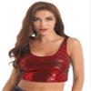 Manyakai Women Shiny Fish Scales Print Crop Top Metallic Sports Racerback Jazz Hip Hop Dance Y2K Tank Vest Burgundy One Size view 1