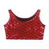 Manyakai Women Shiny Fish Scales Print Crop Top Metallic Sports Racerback Jazz Hip Hop Dance Y2K Tank Vest Burgundy One Size view 3