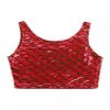 Manyakai Women Shiny Fish Scales Print Crop Top Metallic Sports Racerback Jazz Hip Hop Dance Y2K Tank Vest Burgundy One Size view 4