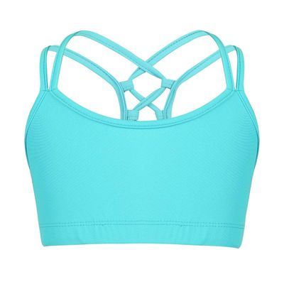 Moggemol Kids Girls Basic Sports Bra Sleeveless Crisscross Keyhole Back Crop Top for Dance/Yoga/Running Mint 12