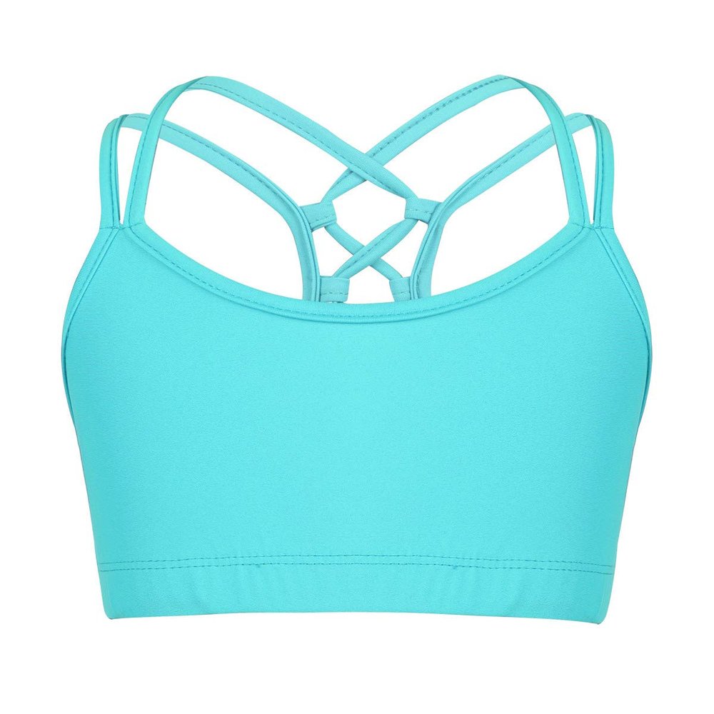 Moggemol Kids Girls Basic Sports Bra Sleeveless Crisscross Keyhole Back Crop Top for Dance/Yoga/Running Mint 12