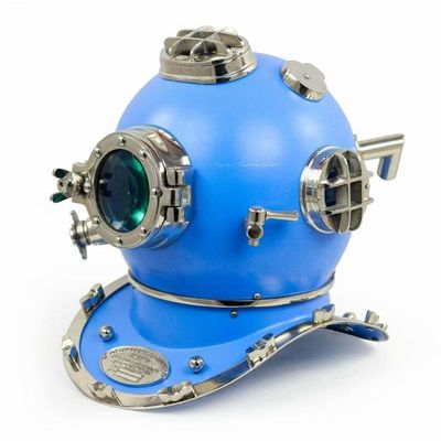 Diving Helmet US Navy Mark V~ Deep Sea Marine Divers Blue Finish Scuba Boston Helmet