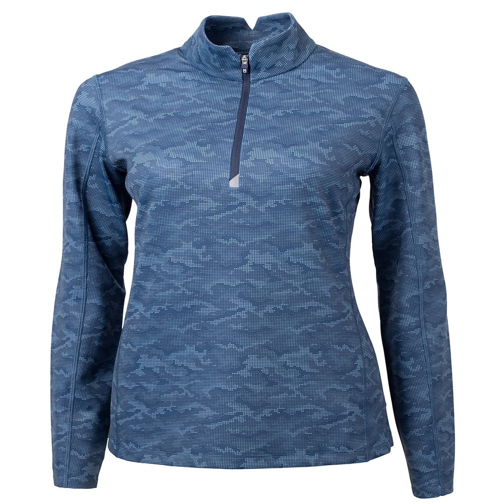 Cutter & Buck Traverse Camo Print Stretch Quarter Zip Womens Pullover, XX-Large, Navy Blue