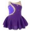 Daenrui Kids Girls Ice Figure Skating Dress Leotard Sparkle Rhinestone Sleeveless Mesh Splice Tutu Skirts Dancewear Purple 10 Years view 1