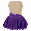 Daenrui Kids Girls Ice Figure Skating Dress Leotard Sparkle Rhinestone Sleeveless Mesh Splice Tutu Skirts Dancewear Purple 10 Years view 2