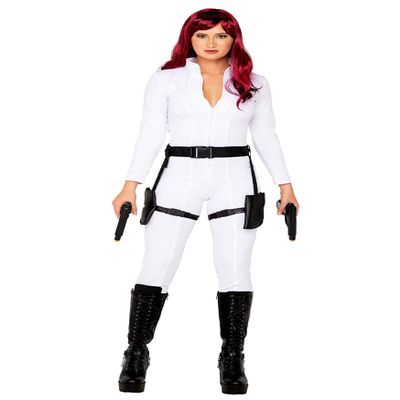 Roma Costume Women's 2pc Ops Spy Costume, White/Black, Large (5093)