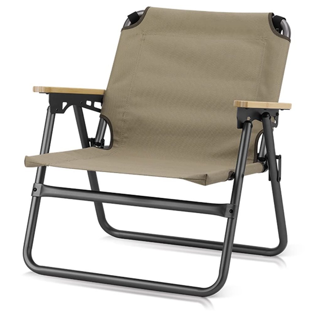 Camping Chair Camping Chair Lightweight Aluminum Alloy Outdoor Folding Chair, Compact Beach Lounge Chair, Ergonomic Fishing Chair with Wooden Armrests, with Hand Strap