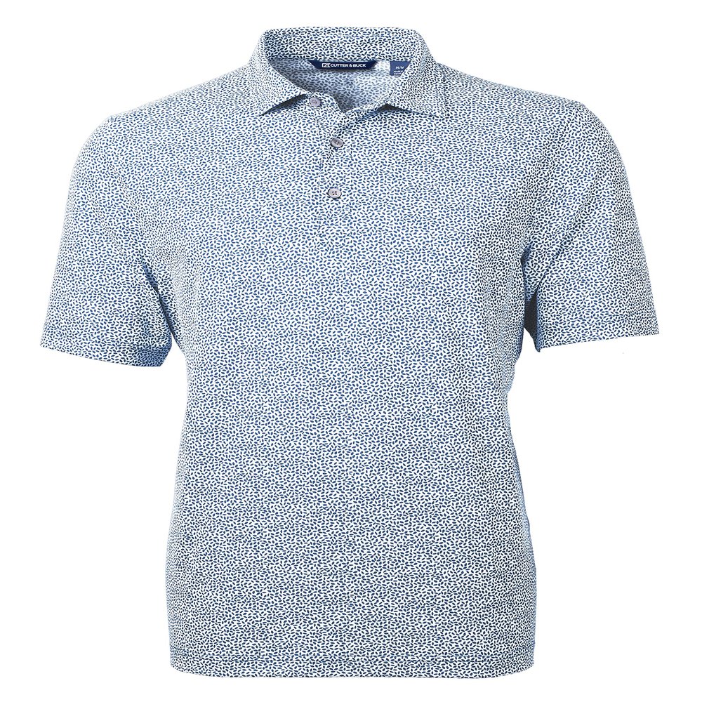 Cutter & Buck Virtue Eco Pique Botanical Print Recycled Mens Polo, XXX-Large, Navy Blue