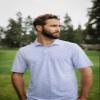 Cutter & Buck Virtue Eco Pique Botanical Print Recycled Mens Polo, XXX-Large, Navy Blue view 3