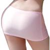 QinCiao Women's Shiny Glossy Ultra Thin Elastic High Waist Bodycon Pencil Mini Skirt Pink One Size view 1