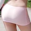 QinCiao Women's Shiny Glossy Ultra Thin Elastic High Waist Bodycon Pencil Mini Skirt Pink One Size view 2