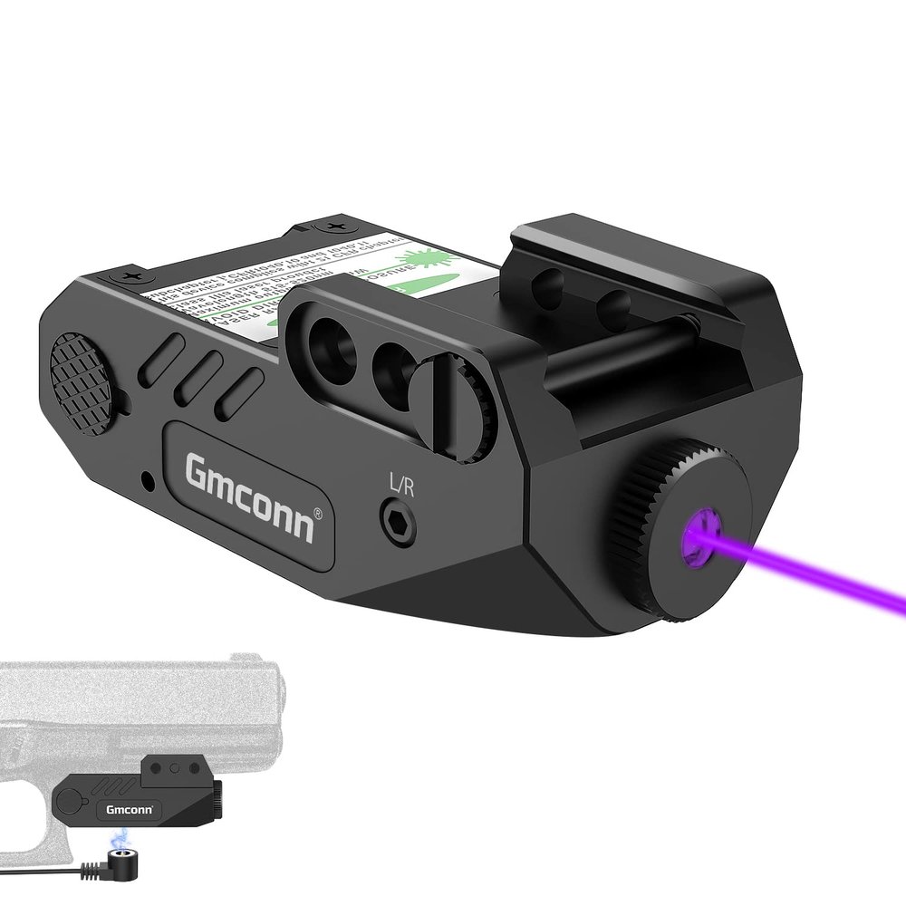 Gmconn Pistol Purple Laser Sight with Rechargeable Magnetic USB Port, Aluminum Low Profile Picatinny Mount Purple Dot Sight