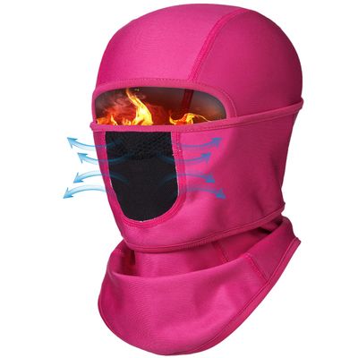Breathable Kids Balaclava Ski Mask Boys Girls, Fleece Winter Face Mask Windproof Neck Warmer-Unique Design-Movable Face Part Hot Pink