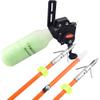 AMEYXGS 12 pcs Bowfishing Arrow and Bowfishing Reel Set Fishing Arrows with Broadheads and Safty Slides for Compound Bow and Recurve Bow Fishing Huntings (Big Orange Arrow+Reel) view 1