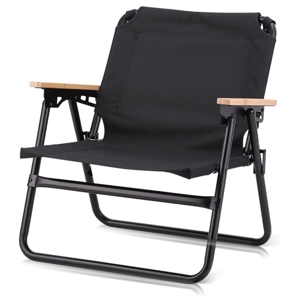 Camping Chair Camping Chair Lightweight Aluminum Alloy Outdoor Folding Chair, Compact Beach Lounge Chair, Ergonomic Fishing Chair with Wooden Armrests, with Hand Strap
