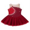 Daenrui Kids Girls Ice Figure Skating Dress Leotard Sparkle Rhinestone Sleeveless Mesh Splice Tutu Skirts Dancewear Red 6 Years view 3