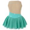 Daenrui Kids Girls Ice Figure Skating Dress Leotard Sparkle Rhinestone Sleeveless Mesh Splice Tutu Skirts Dancewear Green 10 Years view 2