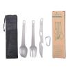 Boundless Voyage Titanium Cutlery Set Ultralight Utility Flatware Utensil Spoon Fork Knife in Case for Home Use Travel Camping Ti1078T view 1