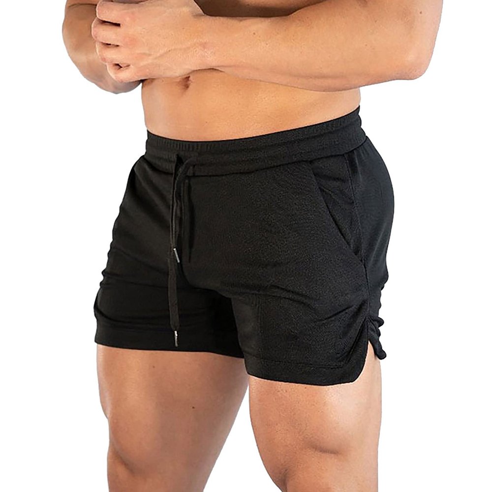tuduoms Men's 3 Inches Workout Activewear Quick Dry Mesh Running Shorts Lightweight Bodybuilding Athletic Jogging Gym Shorts Black