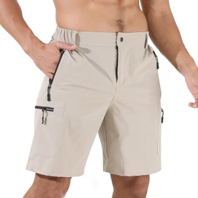 Suwangi Mens Hiking Cargo Shorts Quick-Dry Outdoor Athletic Short Travel Fishing Golf Tactical Short for Men with Multipocket Beige