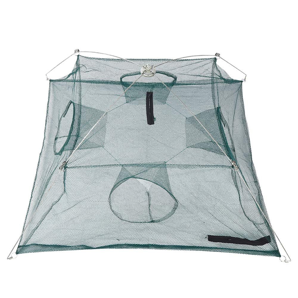 plplaaoo Fishing Net Fish Shrimp,Fishing Bait Trap,Foldable Shrimp Net Crawfish Net Bait Trap,4/6 Holes Mesh Nylon Fishing Net Shrimp Cage for Catching Eels Crabs Lobsters Shrimp Crabs