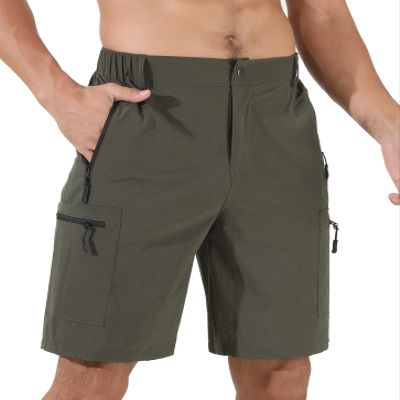 Suwangi Mens Hiking Cargo Shorts Quick-Dry Outdoor Athletic Short Travel Fishing Golf Tactical Short for Men with Multipocket Army Green