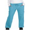 KOI Basics Women's Holly Cargo Scrub Pants, 8 Pockets, Drawstring Waist Heather Electric Blue Small Tall view 1