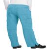 KOI Basics Women's Holly Cargo Scrub Pants, 8 Pockets, Drawstring Waist Heather Electric Blue Small Tall view 2