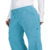 KOI Basics Women's Holly Cargo Scrub Pants, 8 Pockets, Drawstring Waist Heather Electric Blue Small Tall view 3