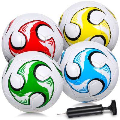 Shappy 4 Pcs Soccer Ball Size 3 with Pump Deflated, Outdoor Indoor Soccer Balls Football for Sport Game Youth Boys Teens Adult Training Practice Gifts