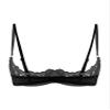 Alvivi Womens Sheer Floral Lace Underwired Bra Sexy Half Cup Unlined Brassiere Lingerie Underwear Black 5X-Large view 3