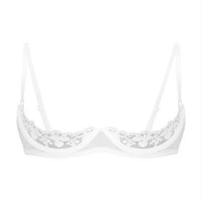 Alvivi Womens Sheer Floral Lace Underwired Bra Sexy Half Cup Unlined Brassiere Lingerie Underwear White 5X-Large