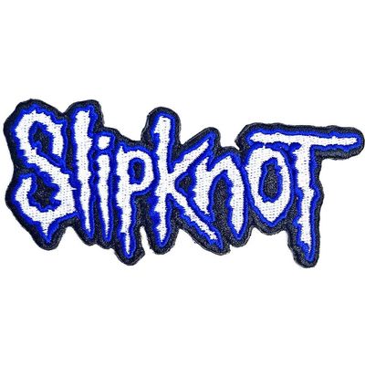 Slipknot Cut Out Logo Blue Border Woven Patch Size Accessory Size