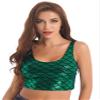 Manyakai Women Shiny Fish Scales Print Crop Top Metallic Sports Racerback Jazz Hip Hop Dance Y2K Tank Vest Green One Size view 1